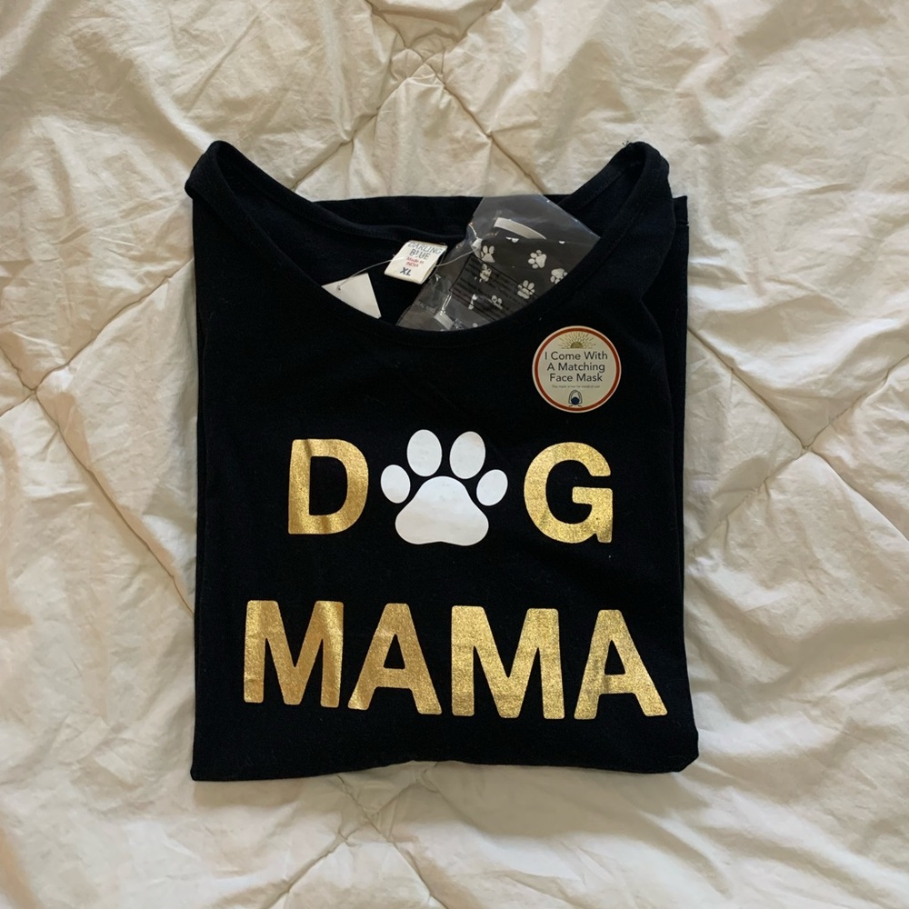 NWT - Dog Mama t-skirt with matching mask. Size XL.